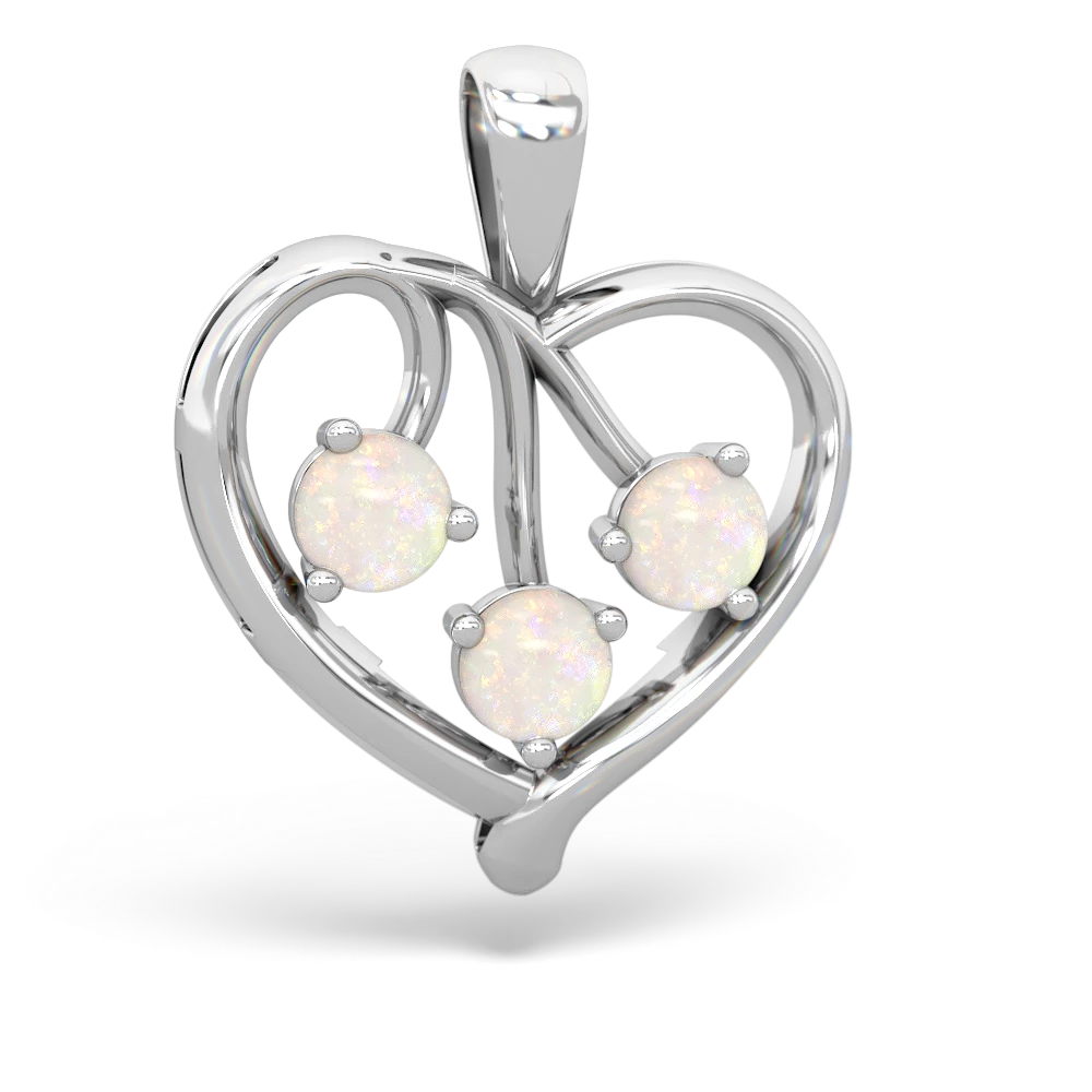 Opal Glowing Heart 14K White Gold pendant P2233