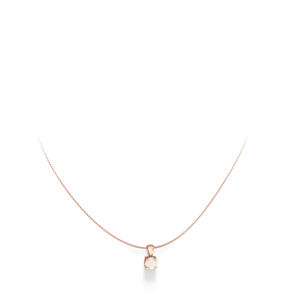 Opal 6Mm Round Solitaire 14K Rose Gold pendant P1786