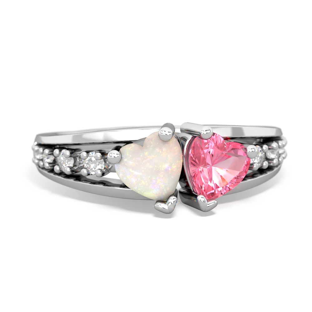 Opal Heart To Heart 14K White Gold ring R3342