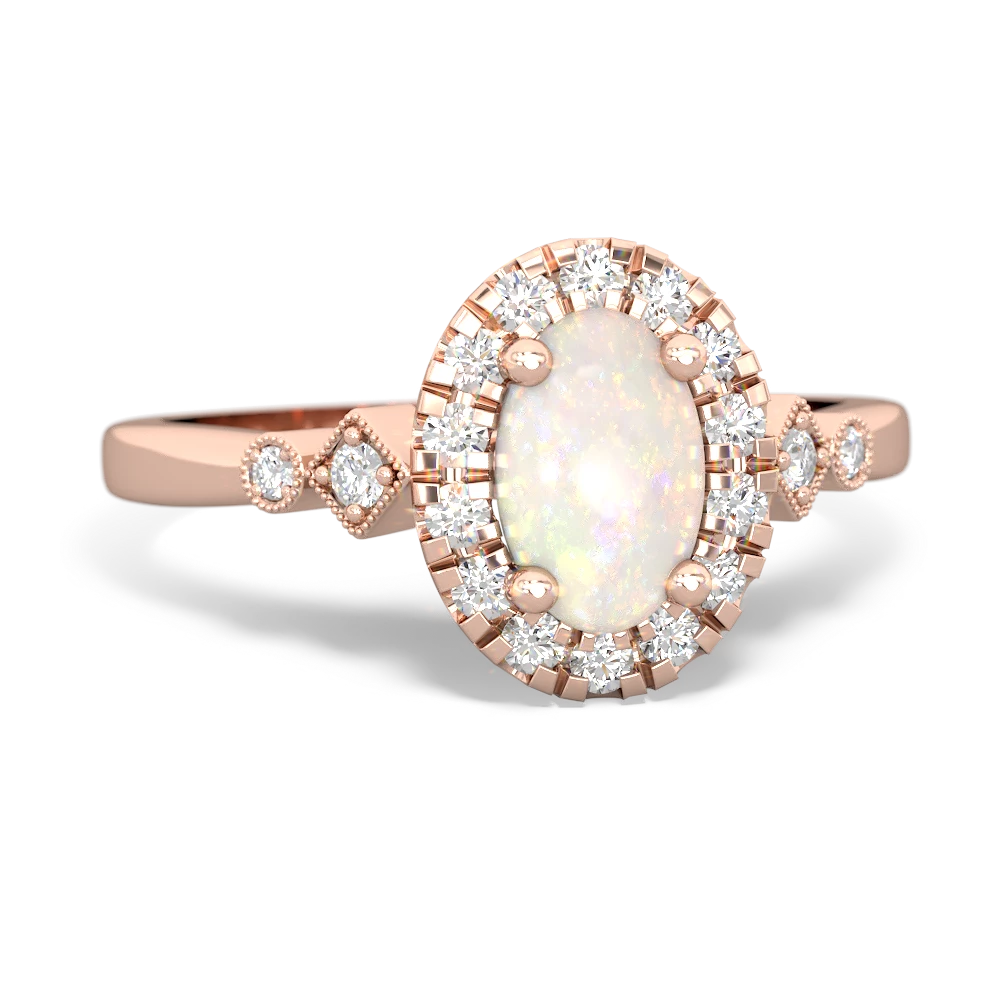 Opal Antique-Style Halo 14K Rose Gold ring R5720