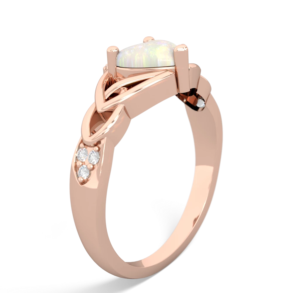 Opal Claddagh Celtic Knot Diamond 14K Rose Gold ring R5001