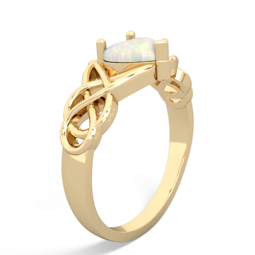 Opal Claddagh Celtic Knot 14K Yellow Gold ring R2367