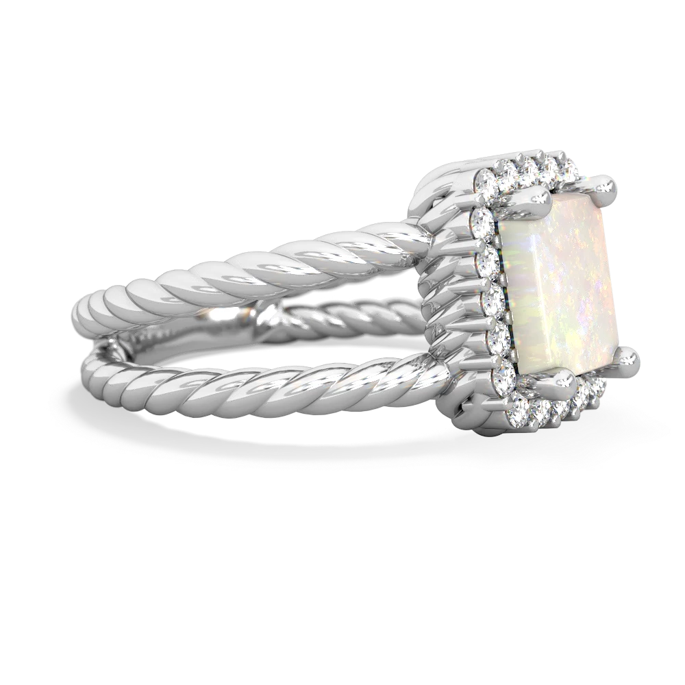 Opal Rope Split Band 14K White Gold ring R2628