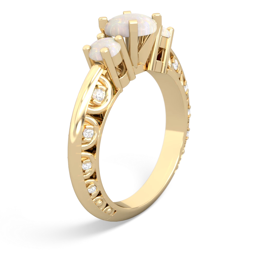 Opal Art Deco Eternal Embrace Engagement 14K Yellow Gold ring C2003