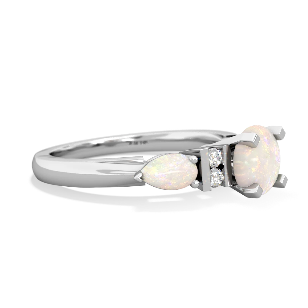 Opal 6Mm Round Eternal Embrace Engagement 14K White Gold ring R2005