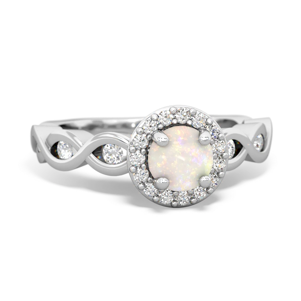 Opal Infinity Halo Engagement 14K White Gold ring R26315RH