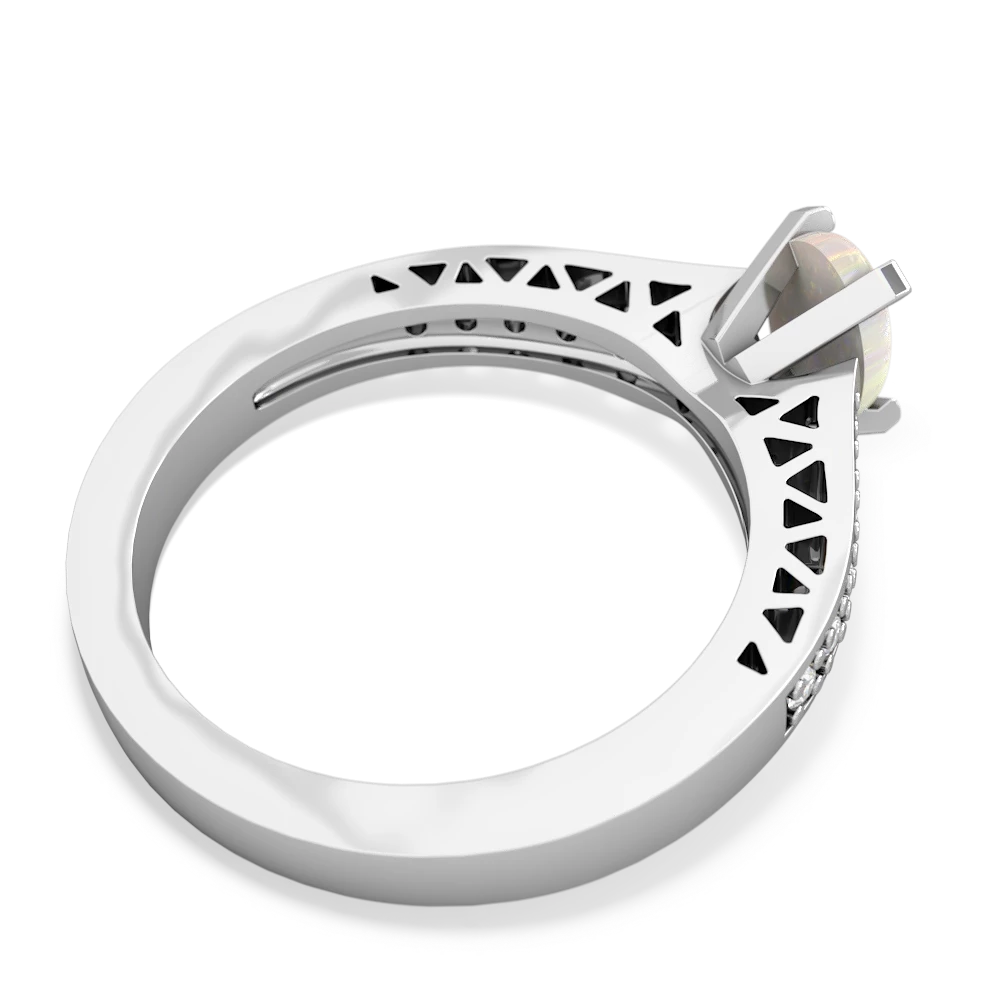Opal Art Deco Engagement 7X5mm Oval 14K White Gold ring R26357VL