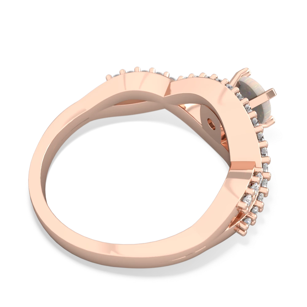 Opal Diamond Twist 5Mm Round Engagment  14K Rose Gold ring R26405RD