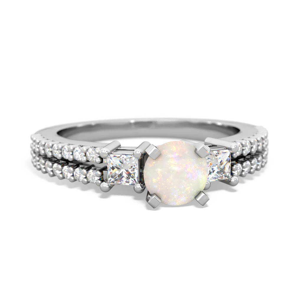 Opal Classic 5Mm Round Engagement 14K White Gold ring R26435RD