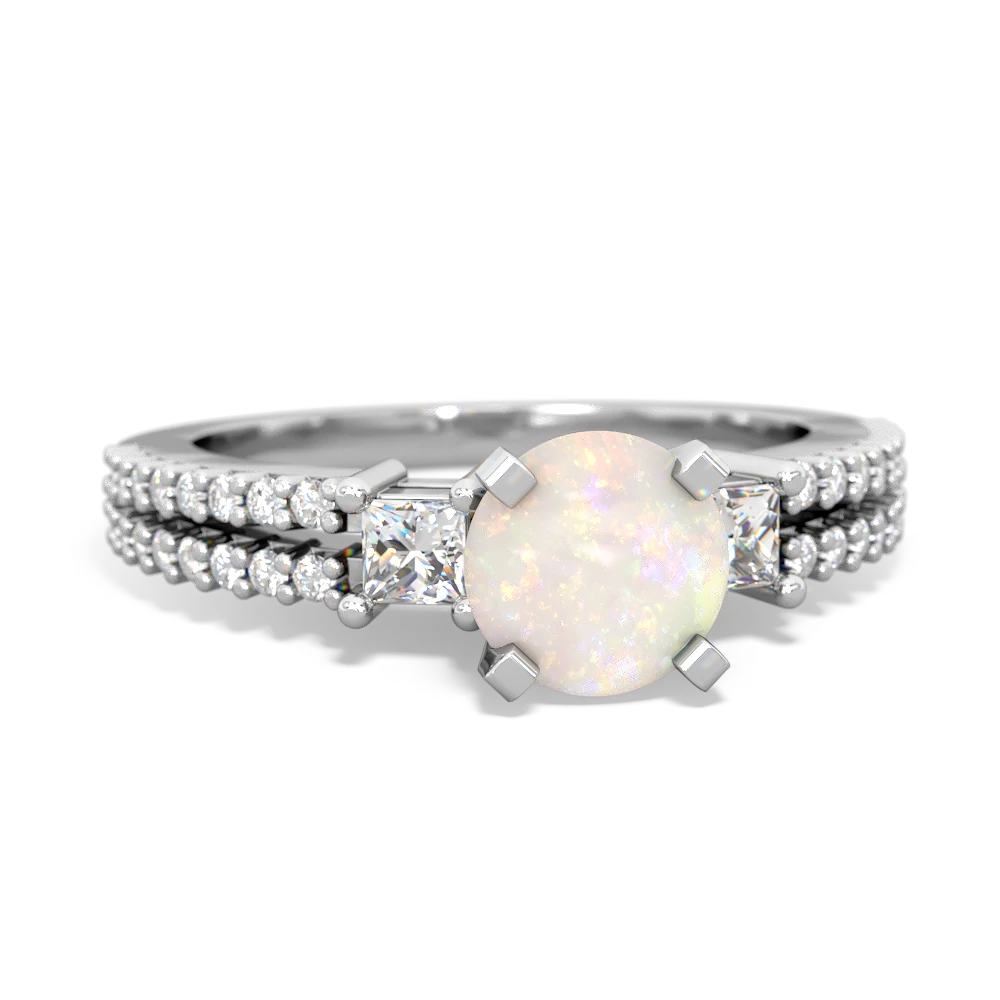 Opal Classic 6Mm Round Engagement 14K White Gold ring R26436RD