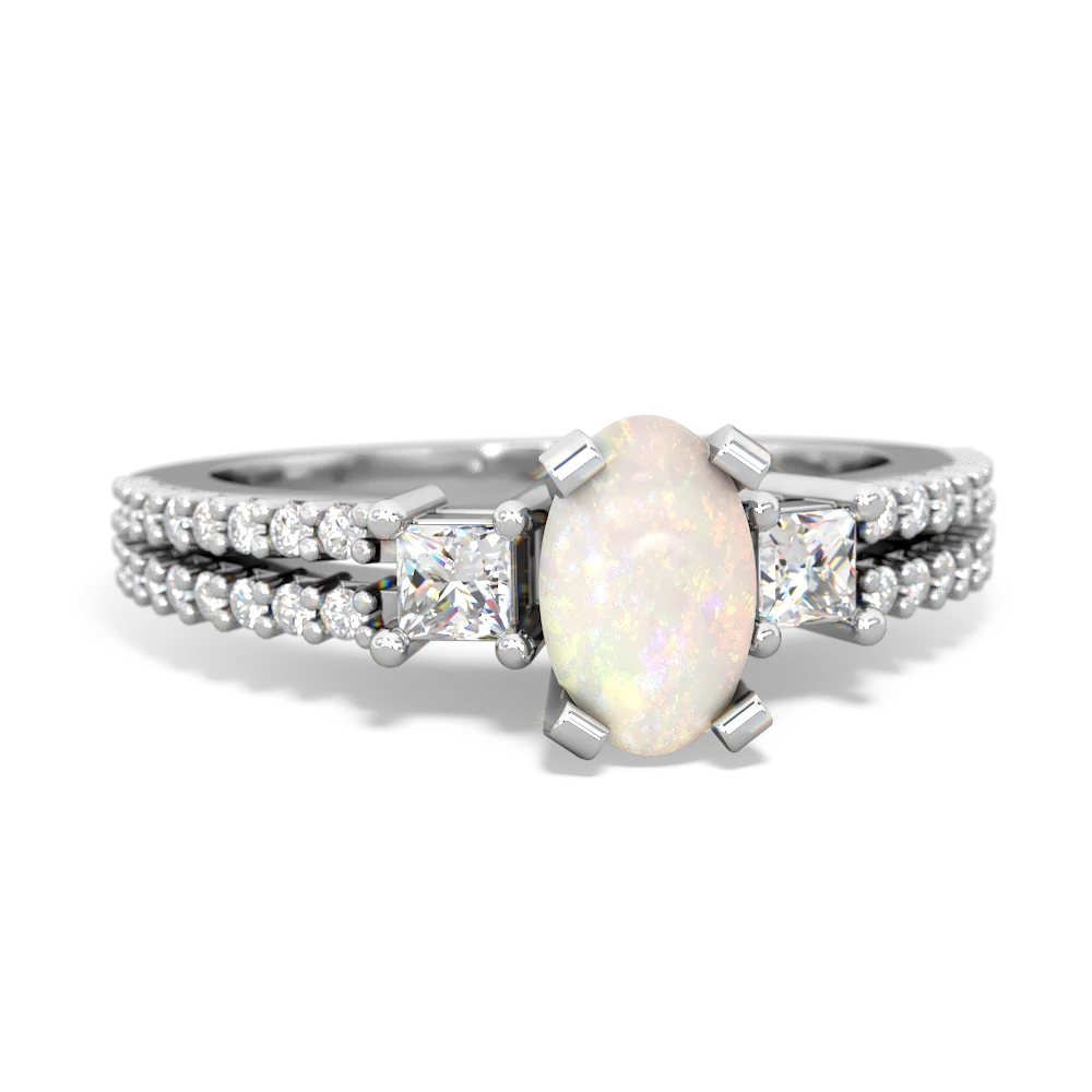 Opal Classic 7X5mm Oval Engagement 14K White Gold ring R26437VL
