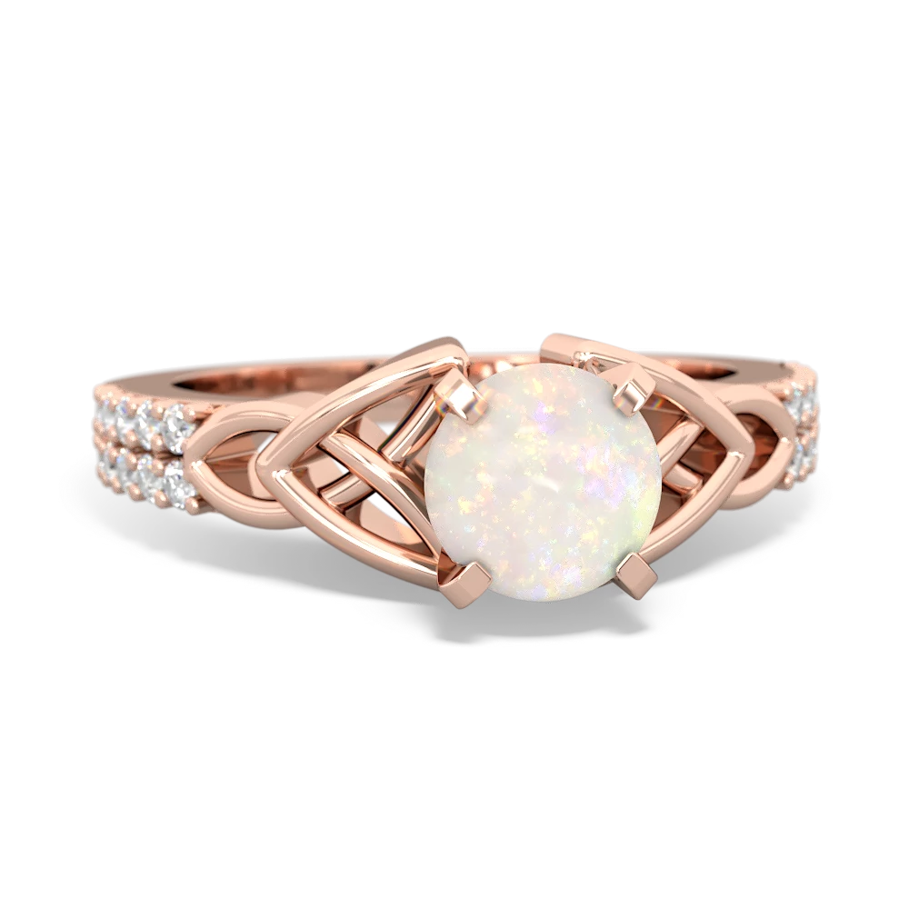 Opal Celtic Knot 6Mm Round Engagement 14K Rose Gold ring R26446RD