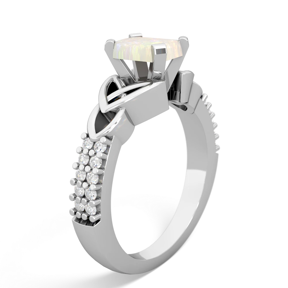 Opal Celtic Knot 7X5 Emerald-Cut Engagement 14K White Gold ring R26447EM