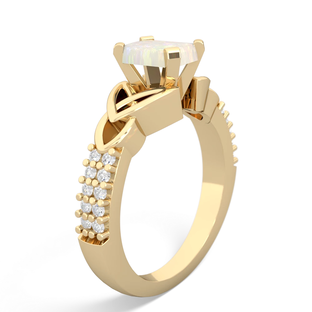 Opal Celtic Knot 7X5 Emerald-Cut Engagement 14K Yellow Gold ring R26447EM