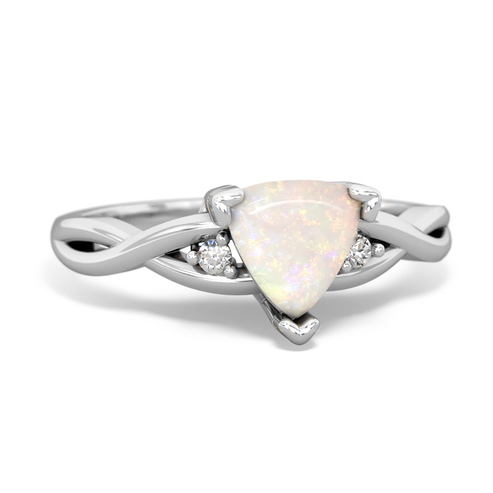 Opal Trillion Twist 14K White Gold ring R2104