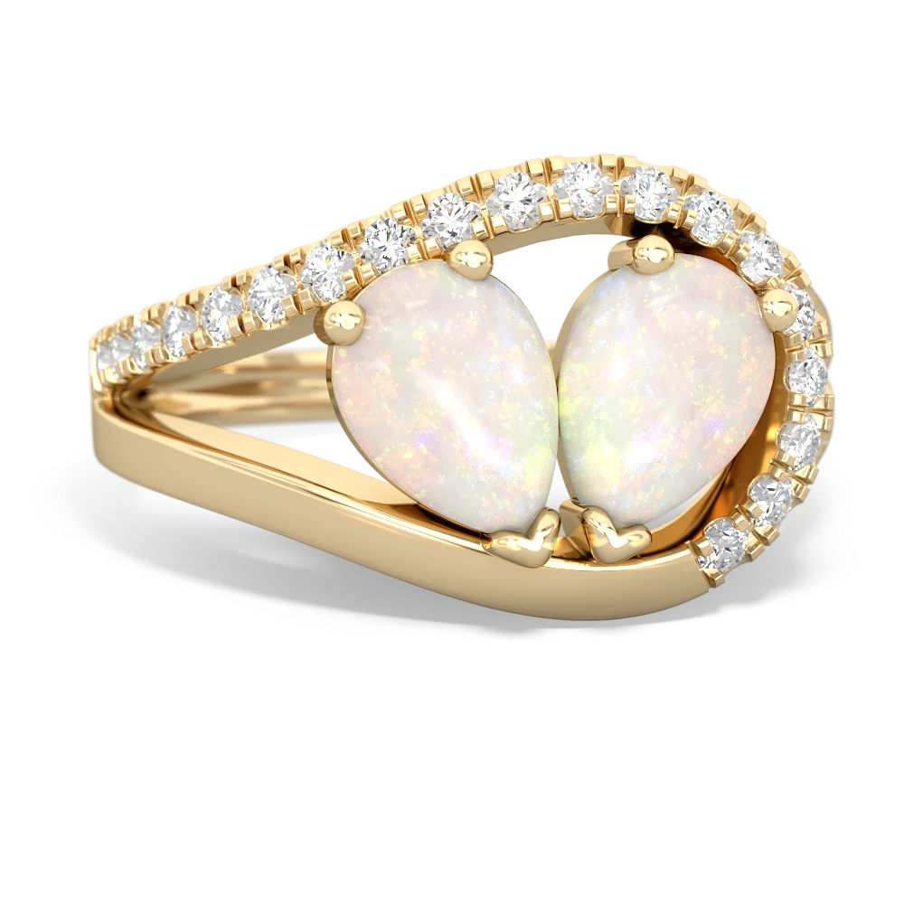 Opal Nestled Heart Keepsake 14K Yellow Gold ring R5650