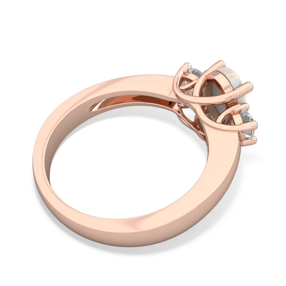 Opal Diamond Three Stone Oval Trellis 14K Rose Gold ring R4024
