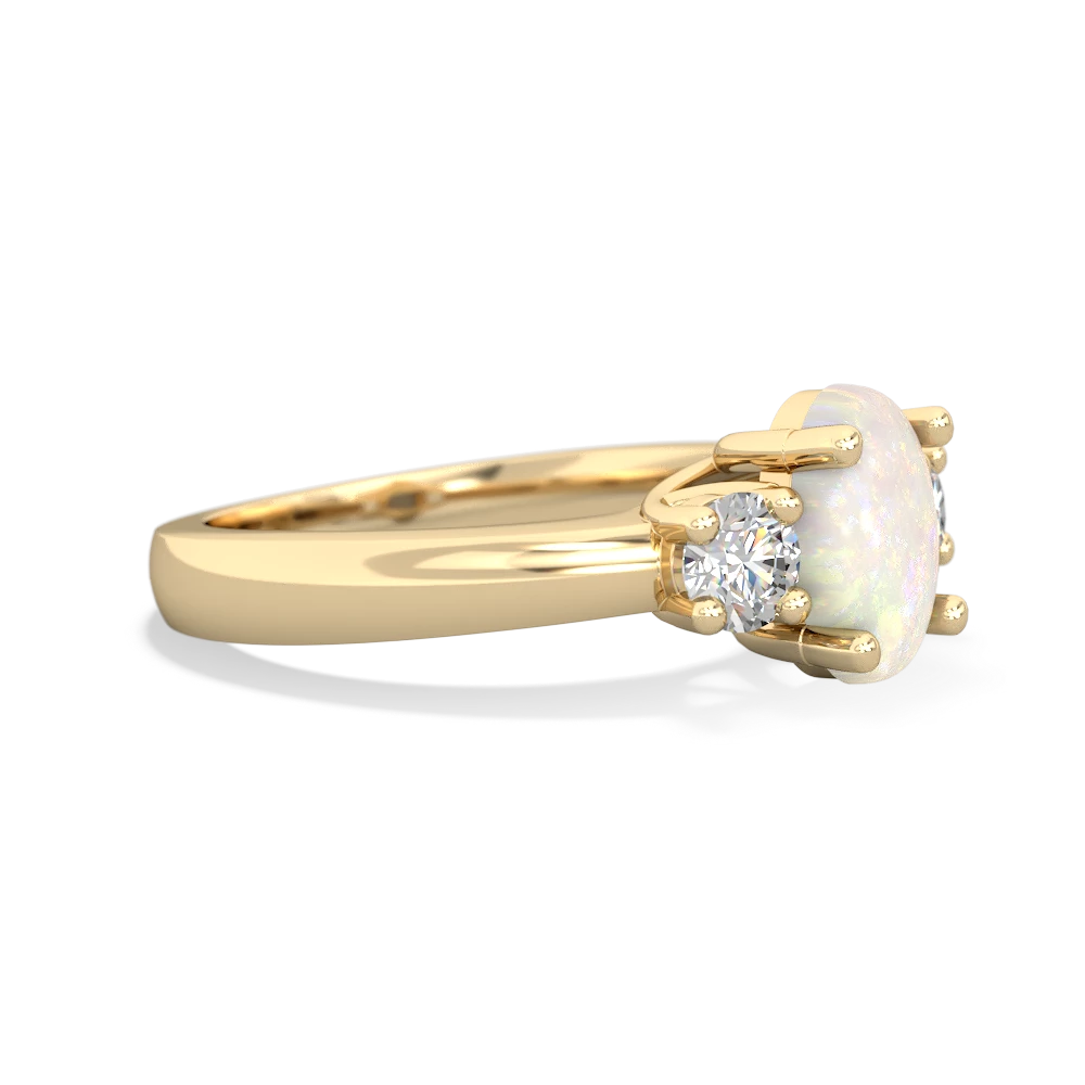 Opal Diamond Three Stone Oval Trellis 14K Yellow Gold ring R4024