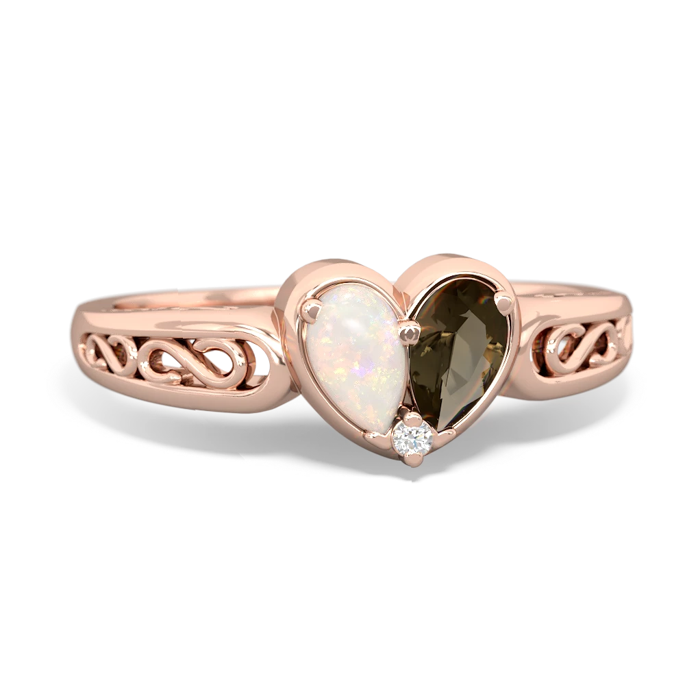 Opal Filligree 'One Heart' 14K Rose Gold ring R5070
