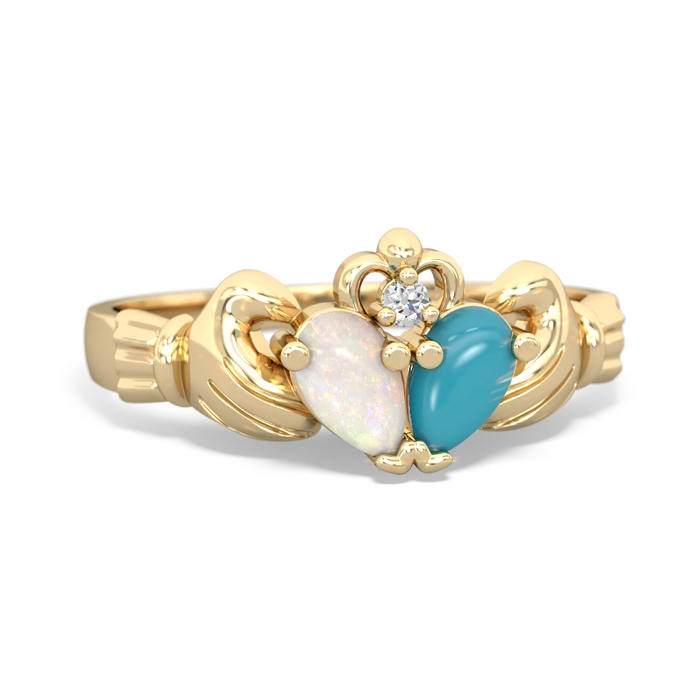 Opal 'Our Heart' Claddagh 14K Yellow Gold ring R2388
