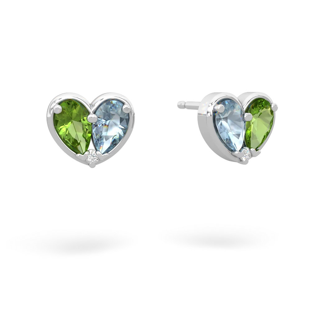 Peridot 'Our Heart' 14K White Gold earrings E5072