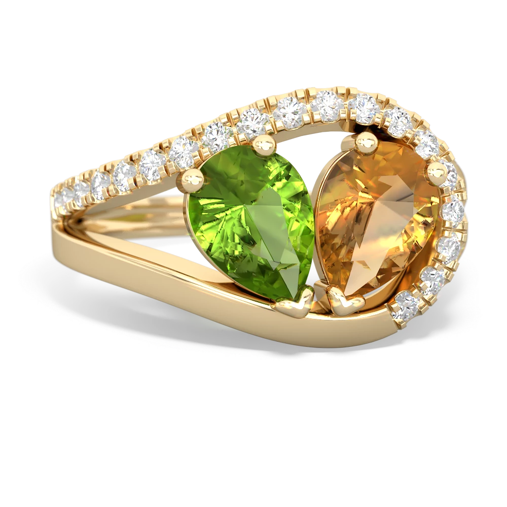 Peridot Nestled Heart Keepsake 14K Yellow Gold ring R5650