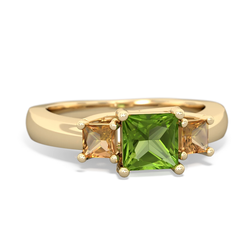 Peridot Three Stone Trellis 14K Yellow Gold ring R4015