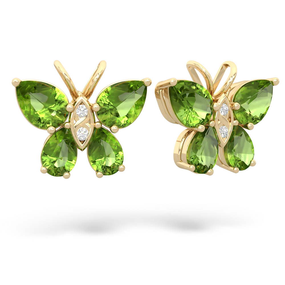 Peridot Butterfly 14K Yellow Gold earrings E2215