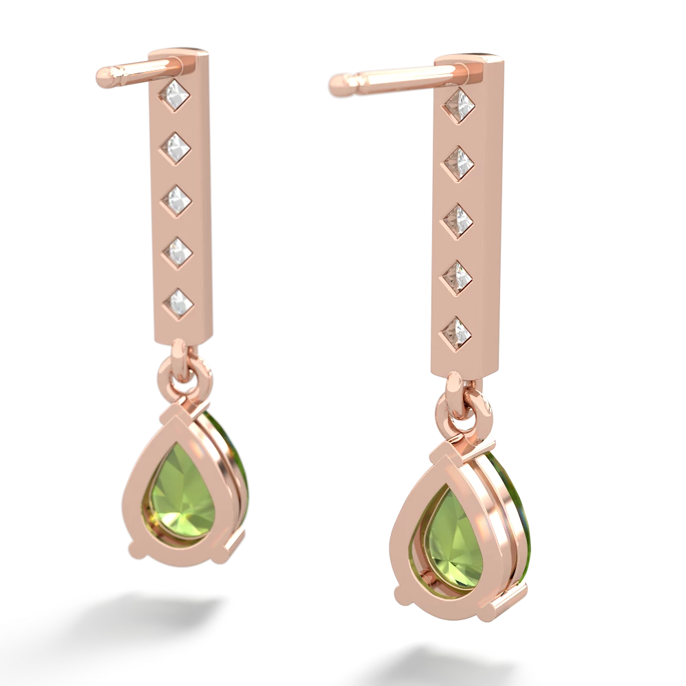 Peridot Art Deco Diamond Drop 14K Rose Gold earrings E5324