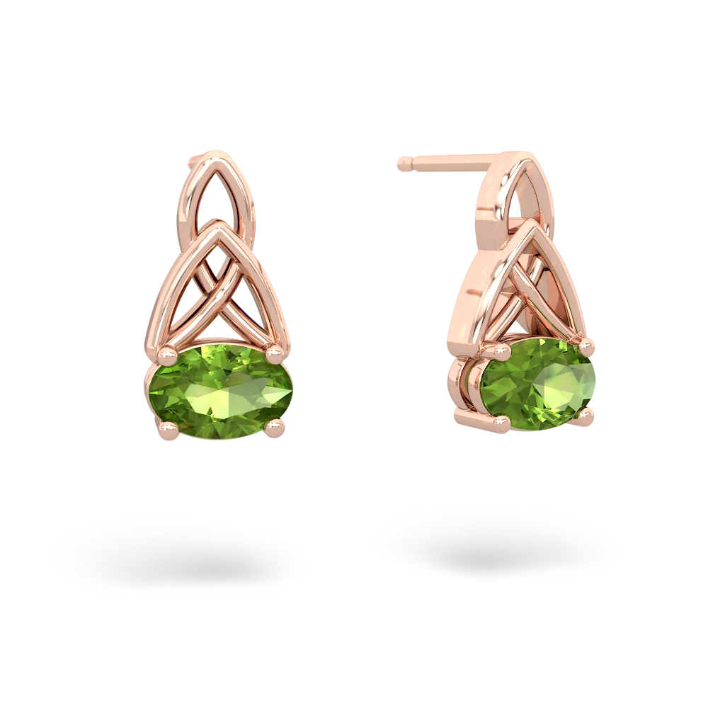 Peridot Celtic Trinity Knot 14K Rose Gold earrings E2389