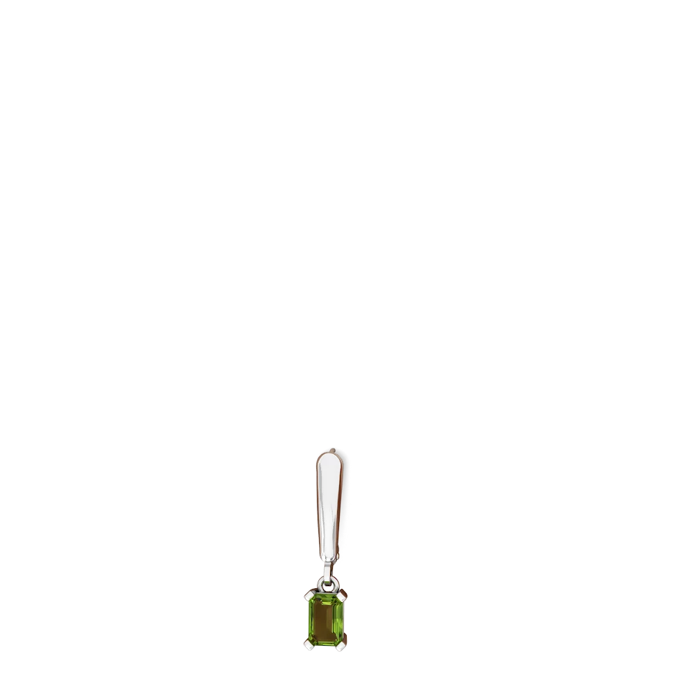 Peridot 6X4mm Emerald-Cut Lever Back 14K White Gold earrings E2855