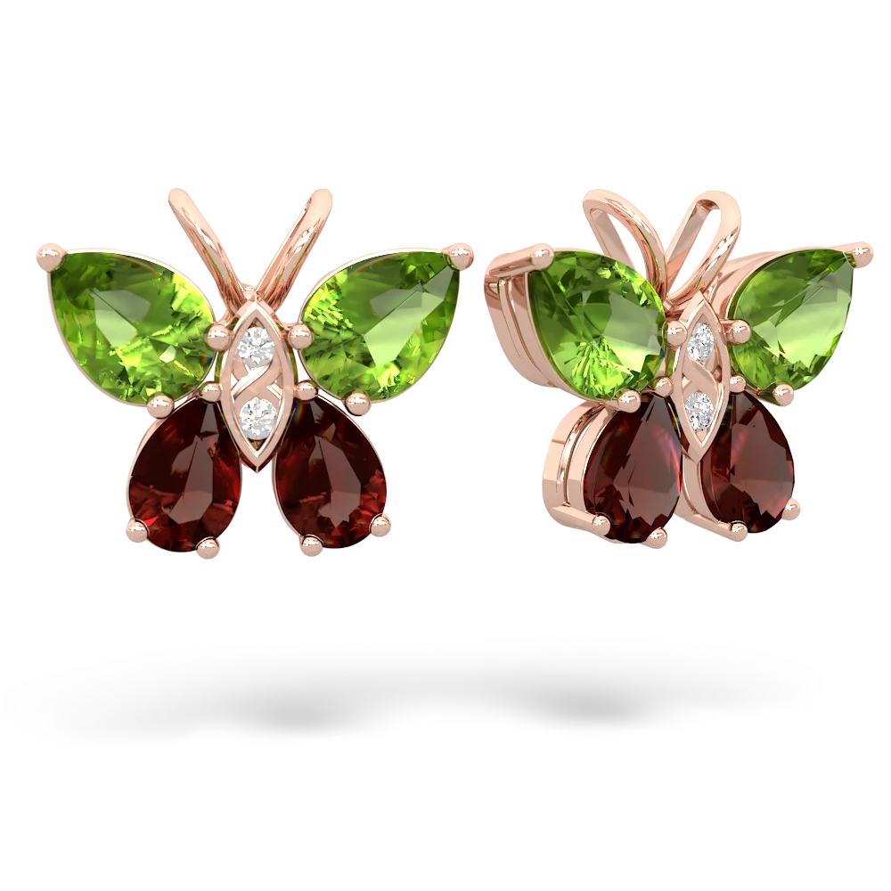 Peridot Butterfly 14K Rose Gold earrings E2215