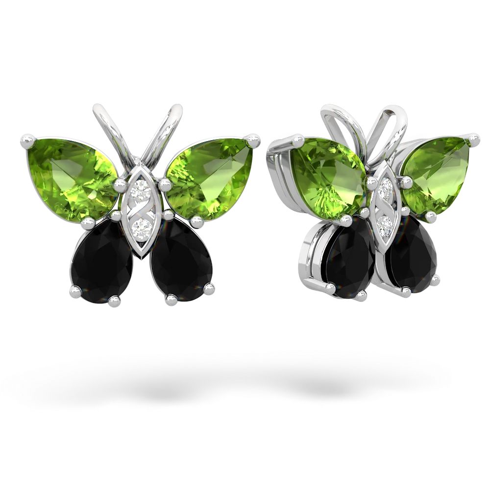 Peridot Butterfly 14K White Gold earrings E2215
