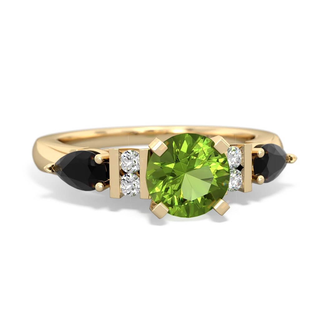 Peridot 6Mm Round Eternal Embrace Engagement 14K Yellow Gold ring R2005