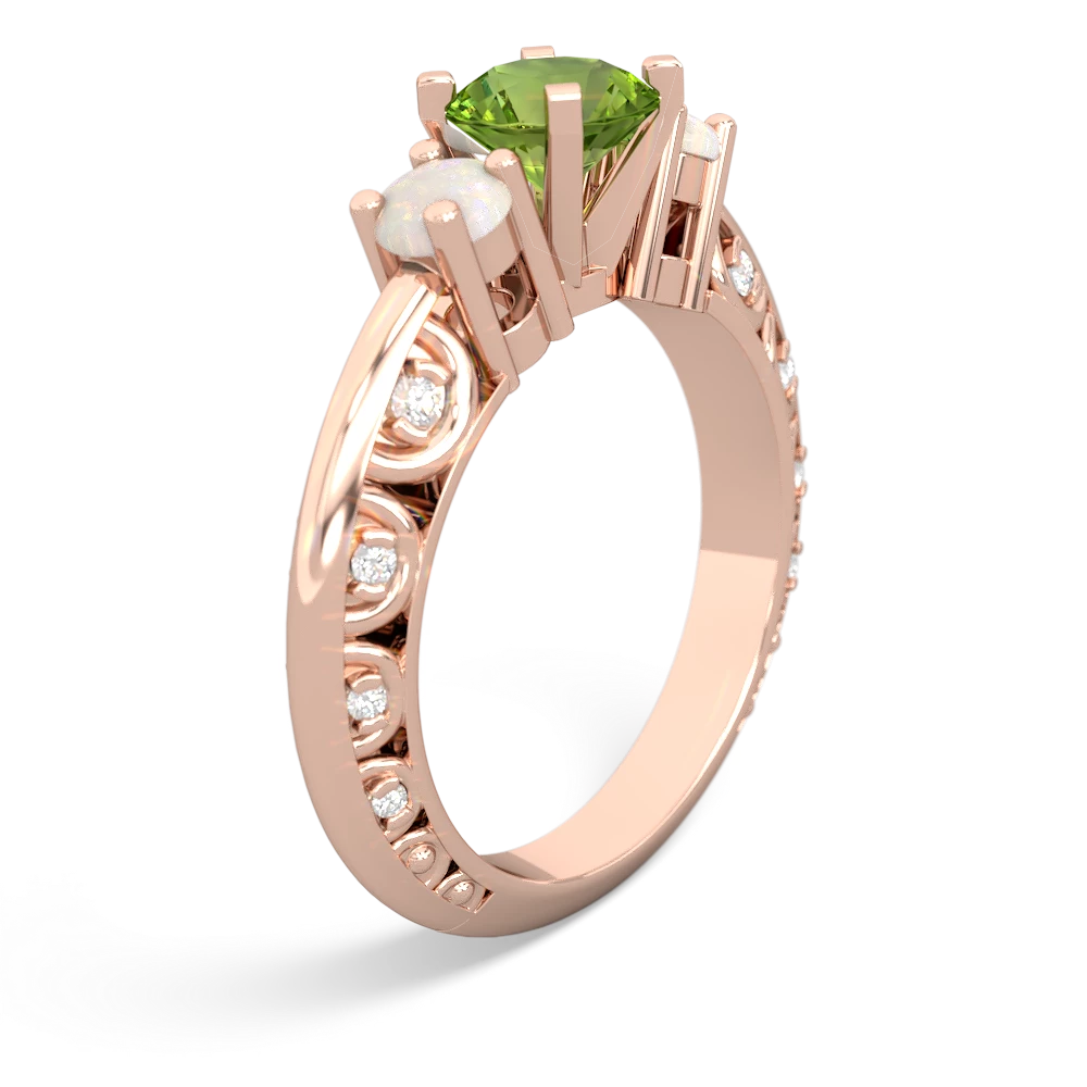 Peridot Art Deco Eternal Embrace Engagement 14K Rose Gold ring C2003