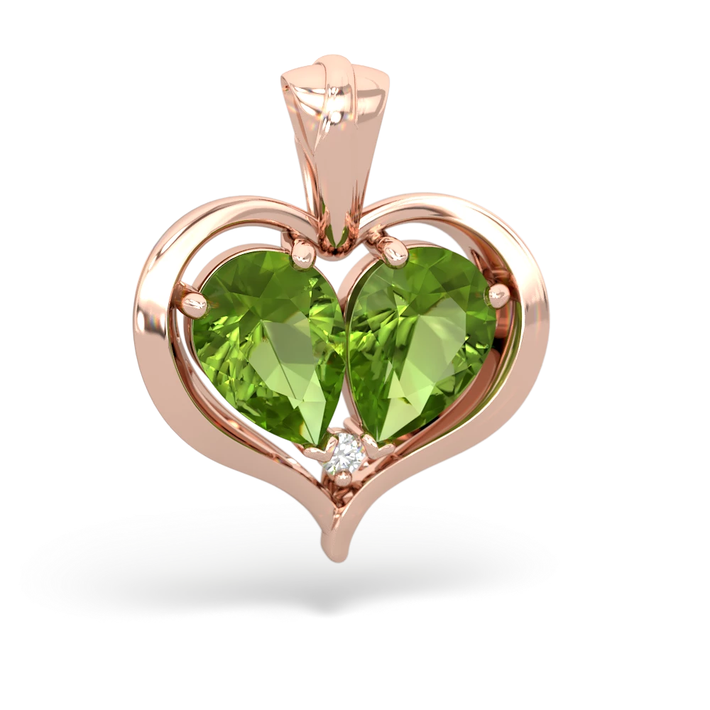 Peridot Two Become One 14K Rose Gold pendant P5330