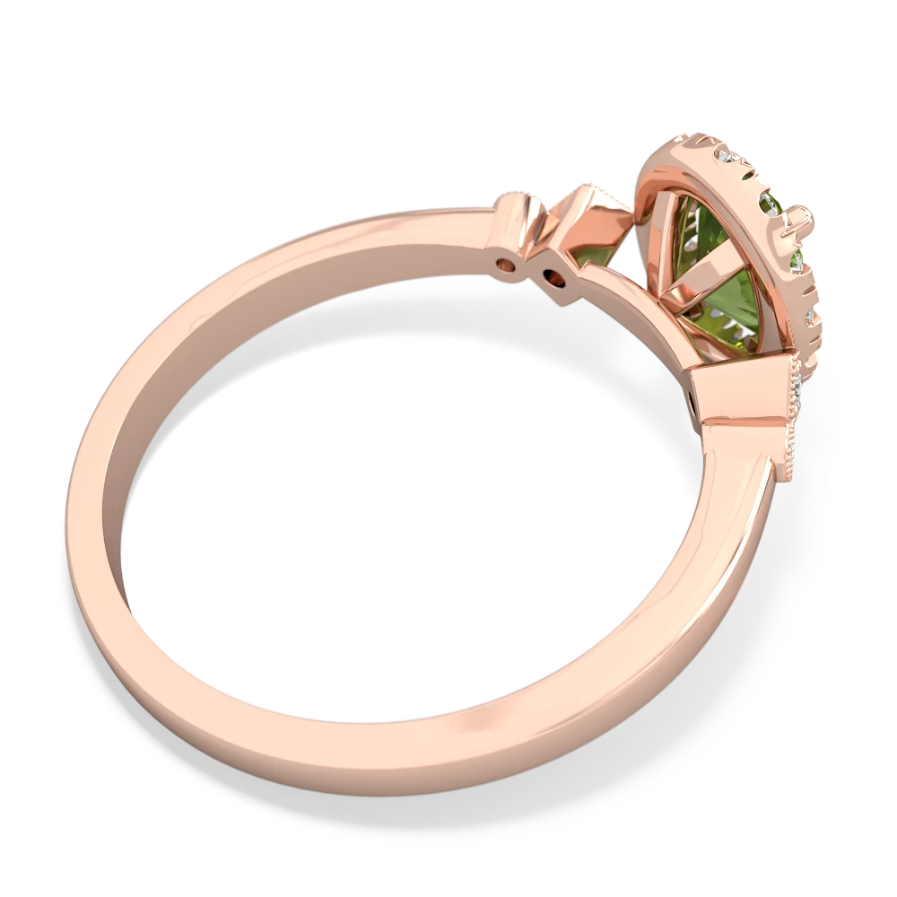 Peridot Antique-Style Halo 14K Rose Gold ring R5720