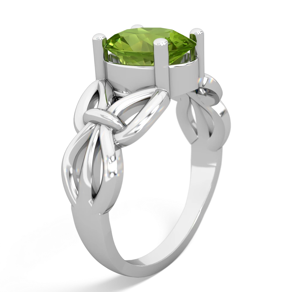 Peridot Celtic Knot Cocktail 14K White Gold ring R2377