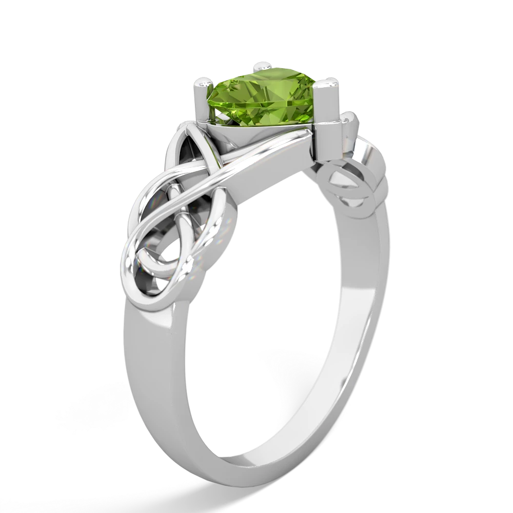 Peridot Claddagh Celtic Knot 14K White Gold ring R2367