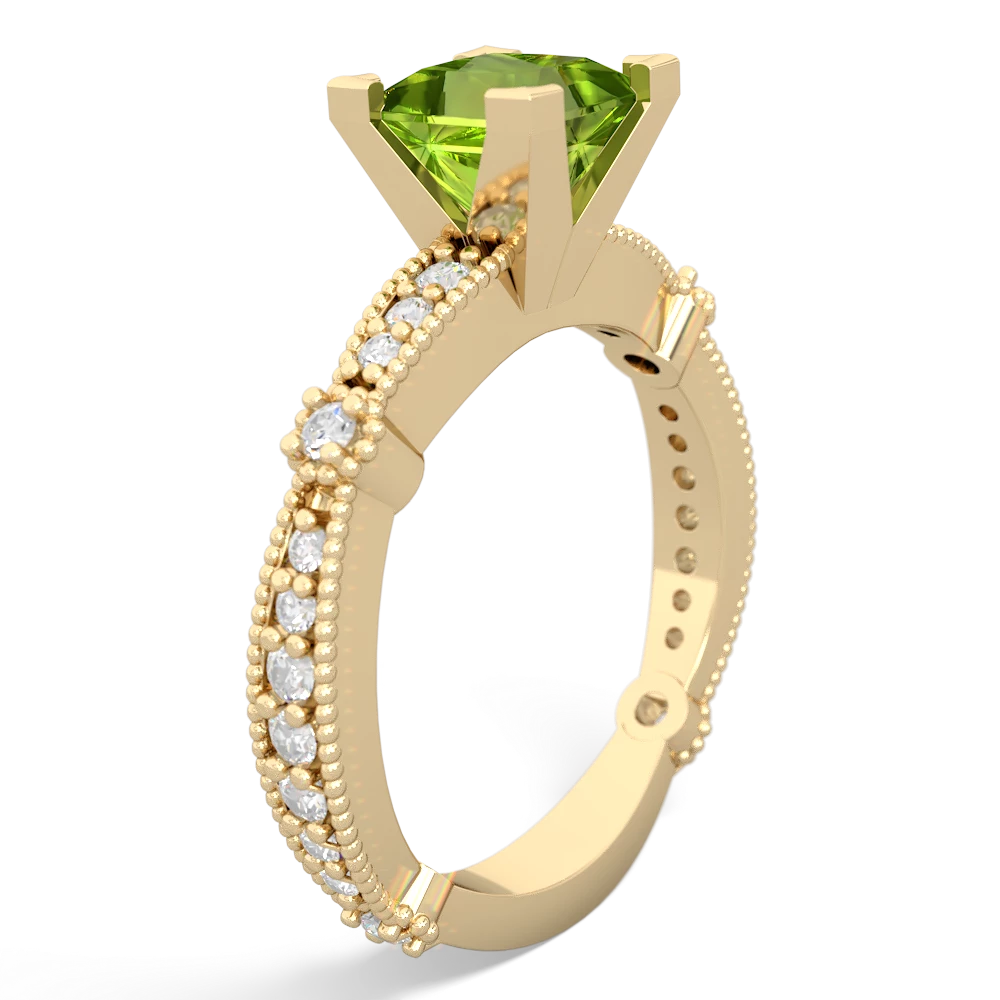 Peridot Sparkling Tiara 6Mm Princess 14K Yellow Gold ring R26296SQ