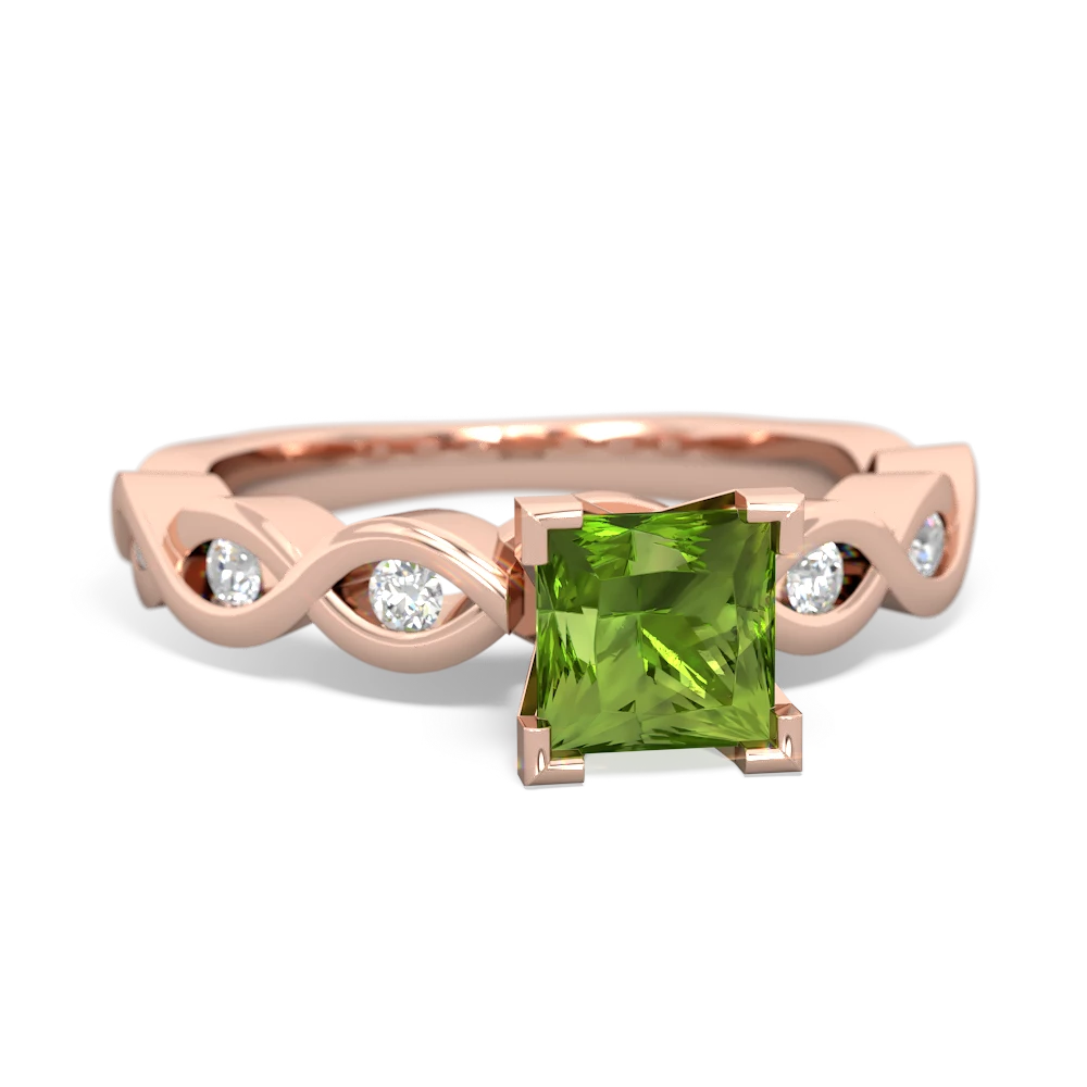 Peridot Infinity 5Mm Square Engagement 14K Rose Gold ring R26315SQ