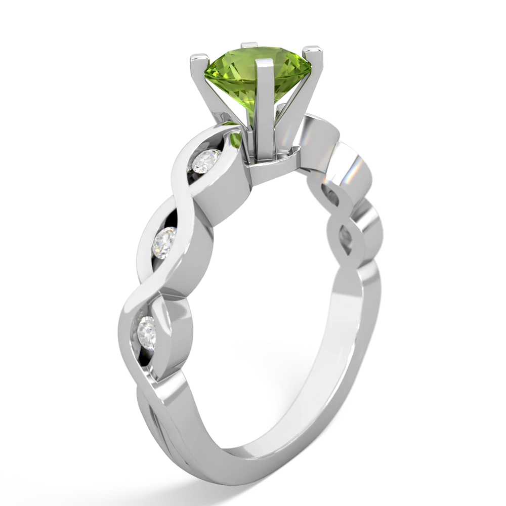 Peridot Infinity 6Mm Round Engagement 14K White Gold ring R26316RD