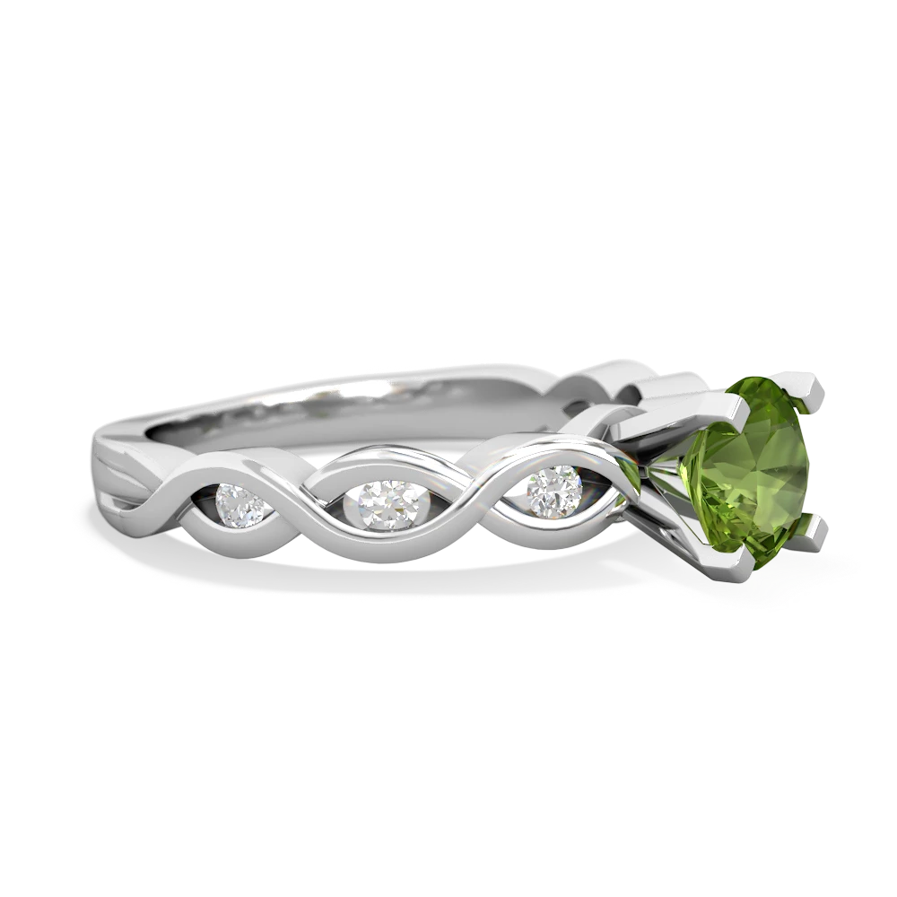 Peridot Infinity 6Mm Round Engagement 14K White Gold ring R26316RD