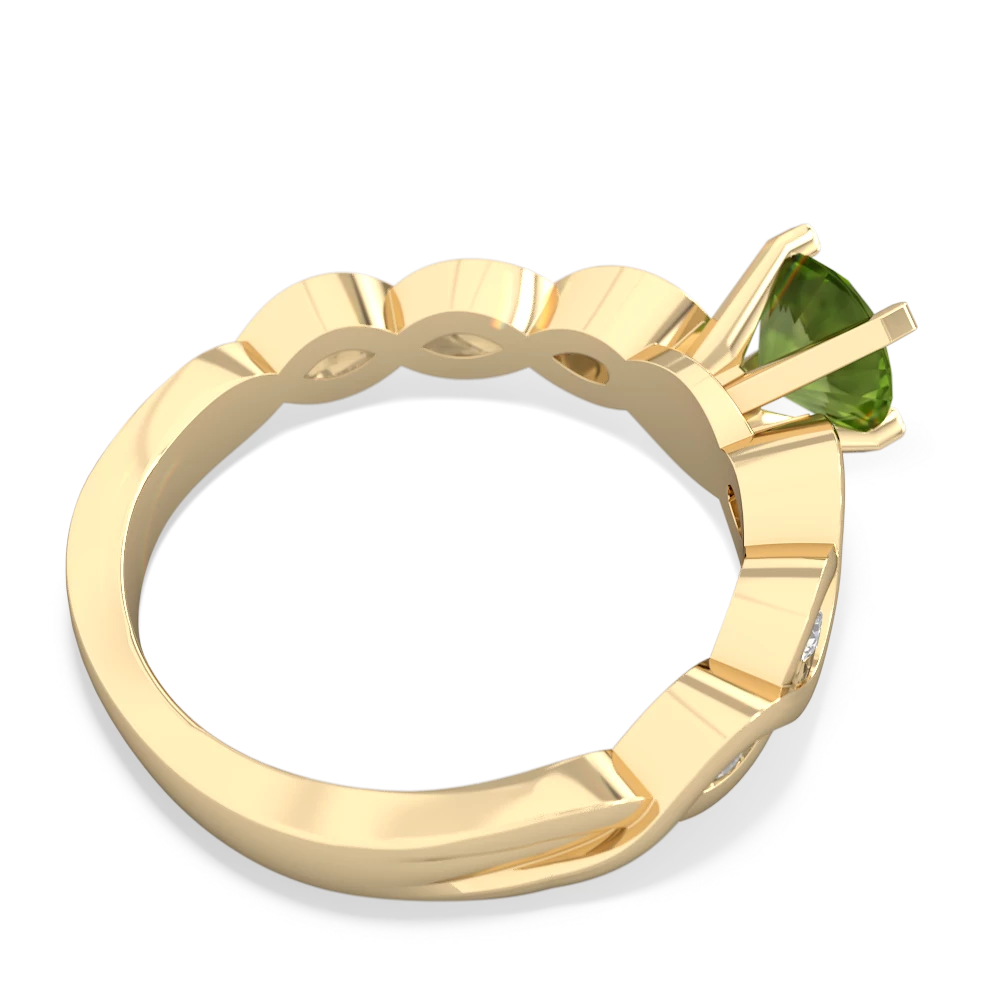 Peridot Infinity 6Mm Round Engagement 14K Yellow Gold ring R26316RD