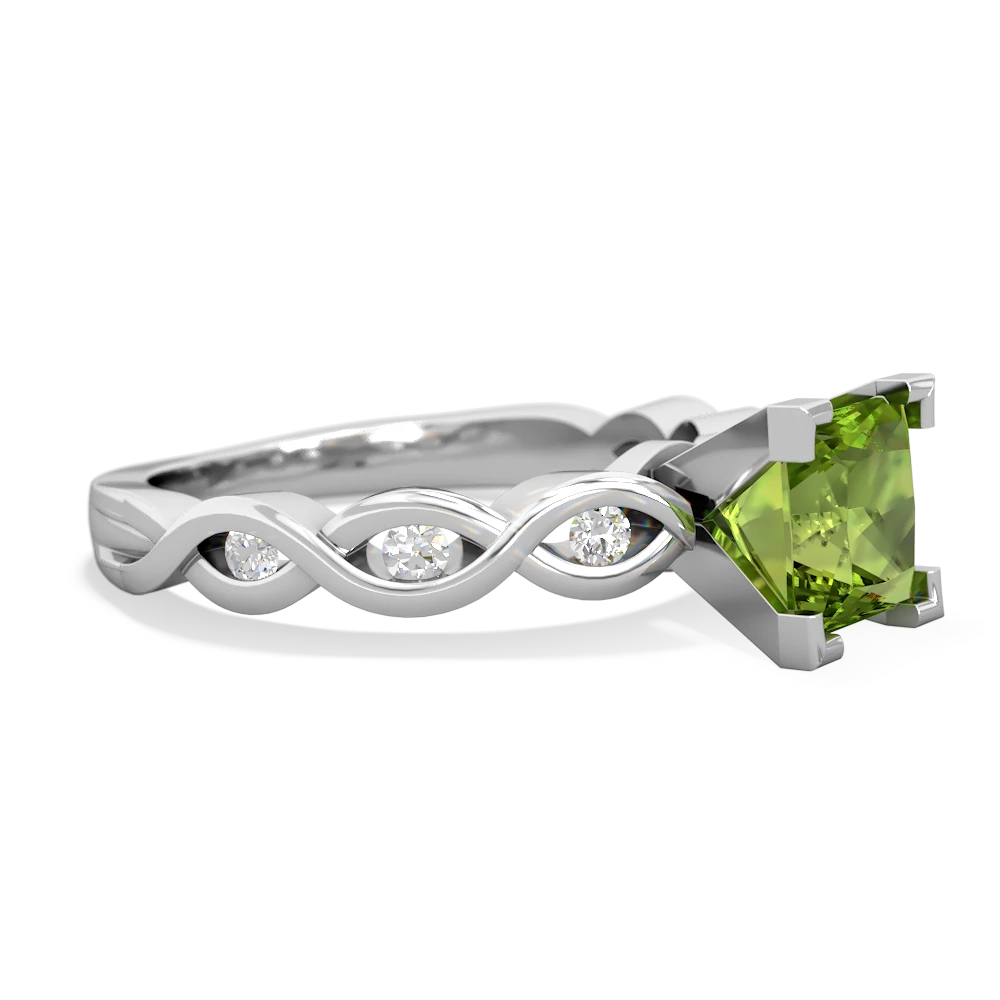 Peridot Infinity 6Mm Princess Engagement 14K White Gold ring R26316SQ