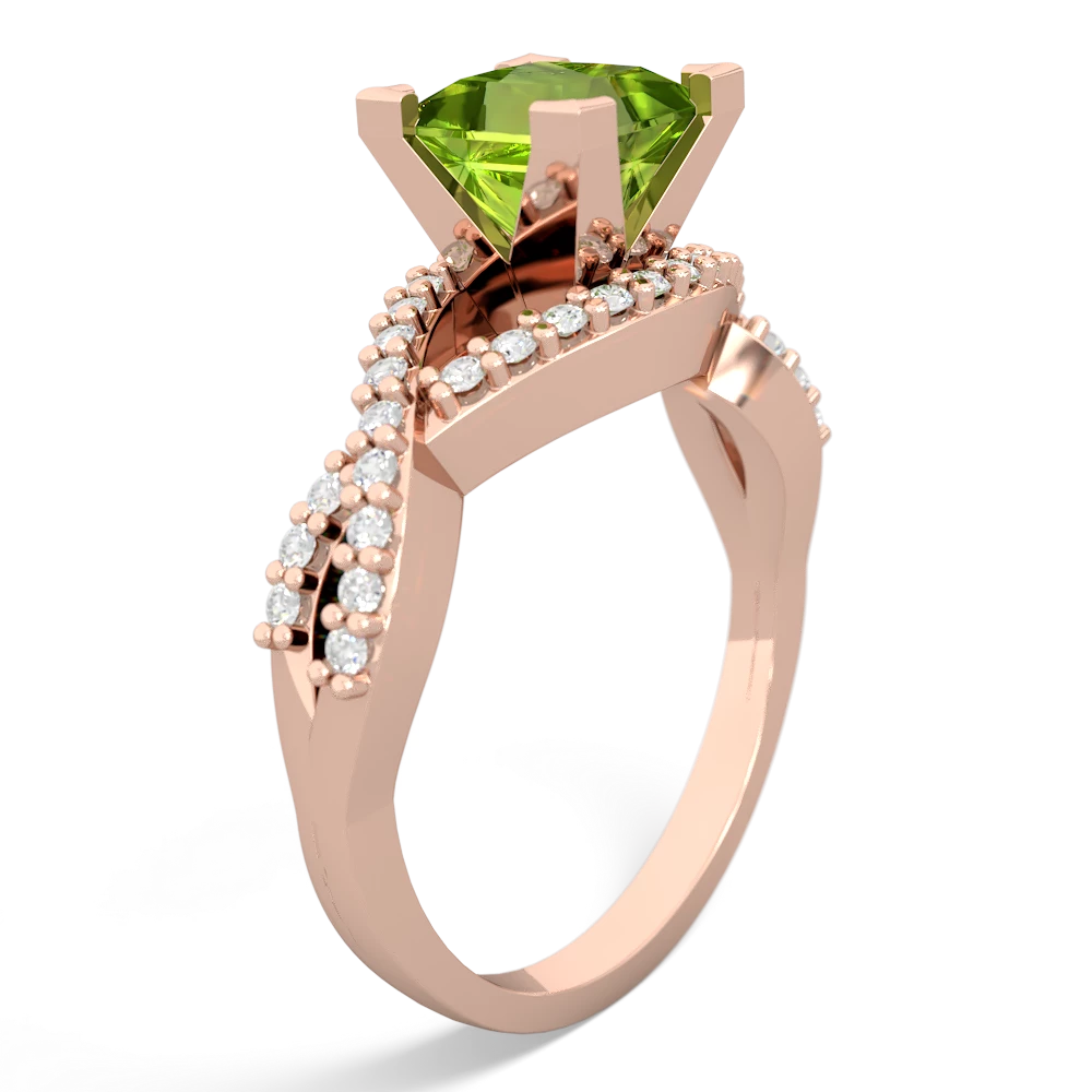 Peridot Diamond Twist 6Mm Princess Engagment  14K Rose Gold ring R26406SQ