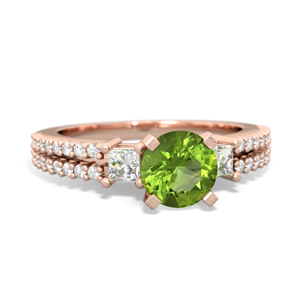 Peridot Classic 6Mm Round Engagement 14K Rose Gold ring R26436RD