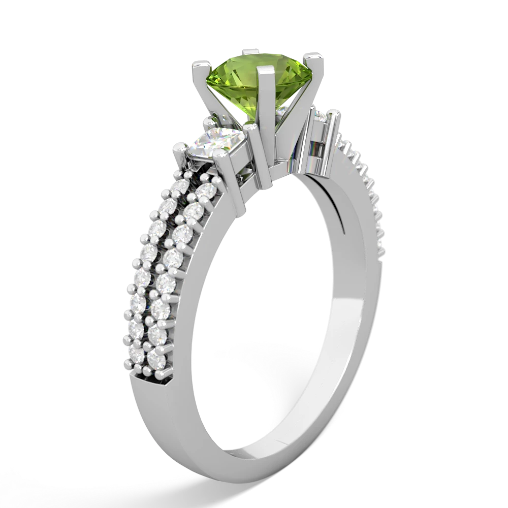 Peridot Classic 6Mm Round Engagement 14K White Gold ring R26436RD