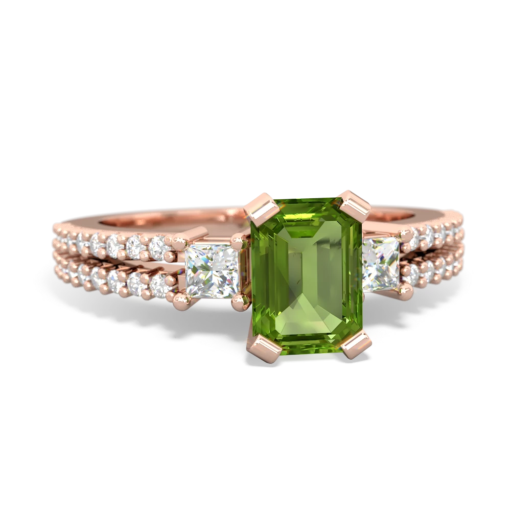 Peridot Classic 7X5mm Emerald-Cut Engagement 14K Rose Gold ring R26437EM