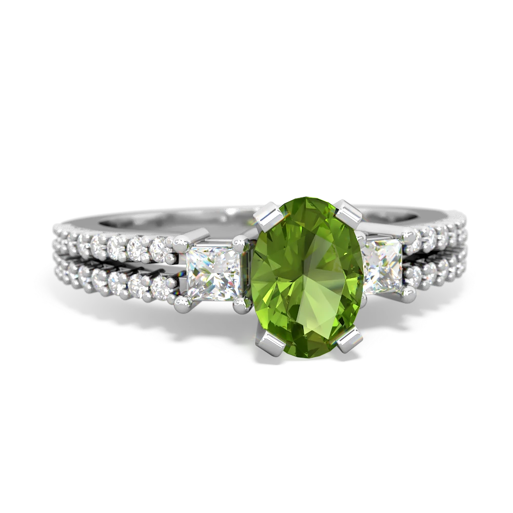 Peridot Classic 7X5mm Oval Engagement 14K White Gold ring R26437VL
